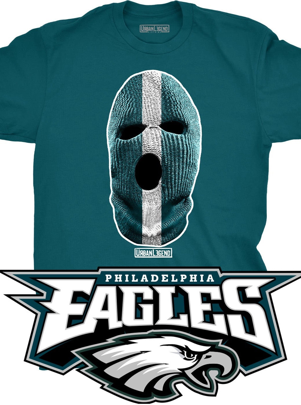 Philadelphia Eagles Ski Mask T-Shirt Xs / Black/ Black Line